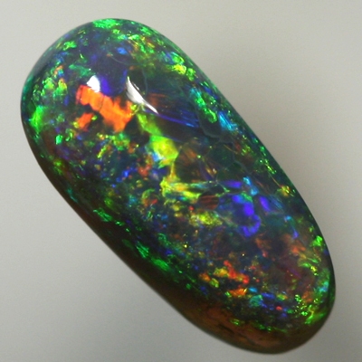 SOLID BLACK OPAL High dome with bright red and orange over breen, blue. SEE VIDEO
